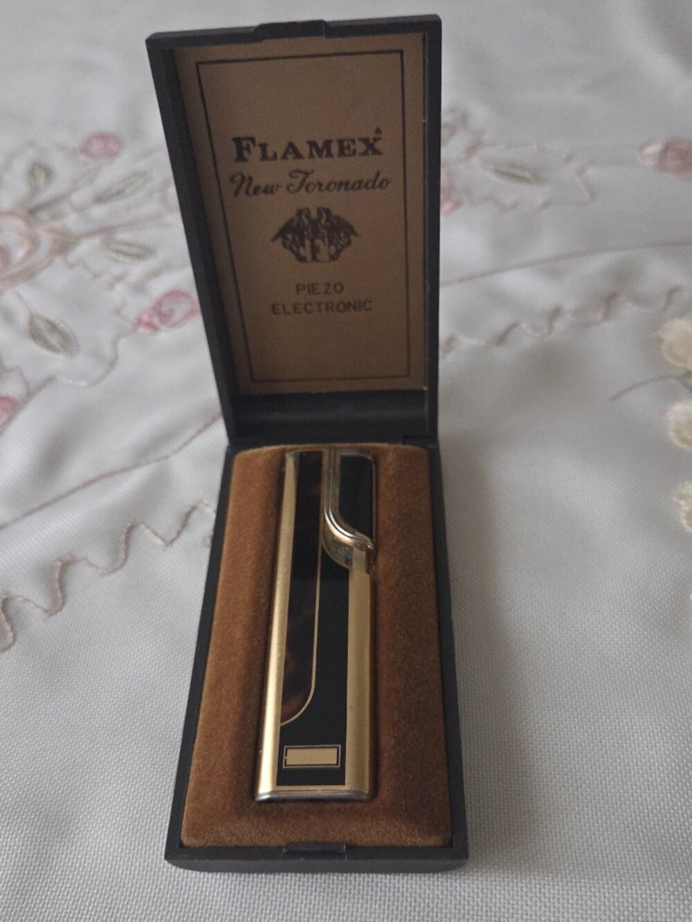 1970s Flamex Black and Gold Lighter